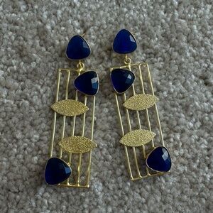 Zara limited edition gold plated with raw stone XL earrings